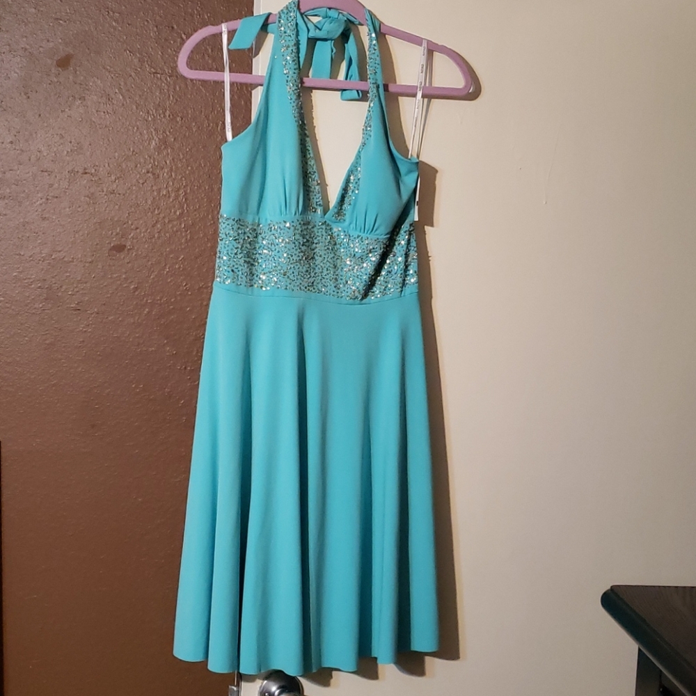 Turquoise Halter Dress